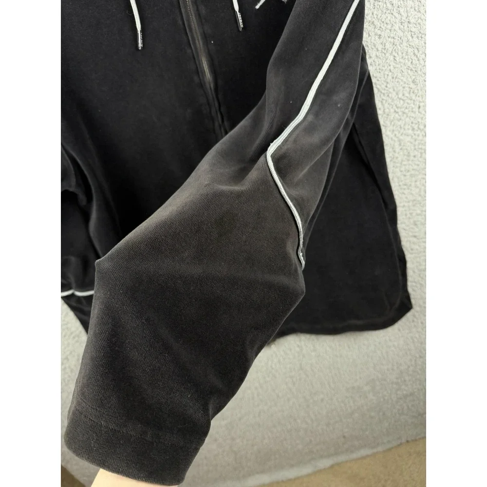 Vintage Y2K Air Jordan Black Velour Hooded Sweatsuit Men's Sz L Tracksuit‎ Set